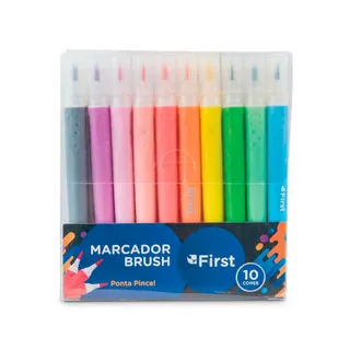 Marcador Brush Aquarelável Tons Pastel 10 Cores Pegada Ergonômica