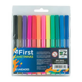 Kit Canetinha Hidrocor 12 Cores Vibrantes Lavável