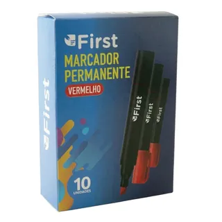 Marcador Permanente Vermelho Chanfrado Caixa com 10