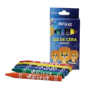 Giz de Cera Grosso Longo 6 Cores 48g Uso Escolar
