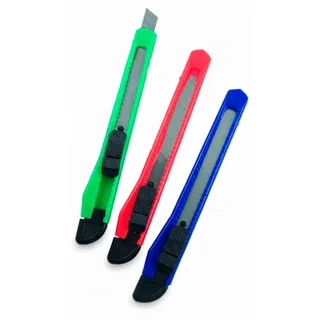 Estilete 9mm Lâmina de Metal Cabo Plástico com Trava Sortido