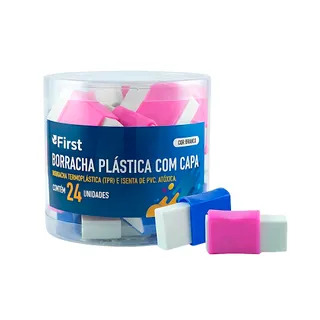 Pote com 24 Unidades de Borrachas com Capas Plásticas Pequenas Macias