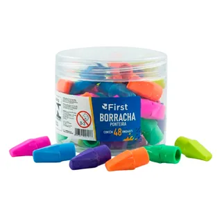 Pote com 48 Peças de Borrachas Ponteiras de Lápis Coloridas Escolares