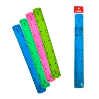Caixa com 24 Réguas Flexíveis 30cm Neon 2,3mm Escolares