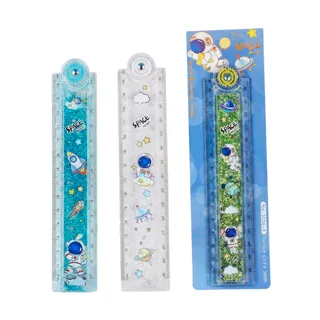 Caixa com 24 Réguas Dobráveis Astronauta 30cm com Glitters Líquidos