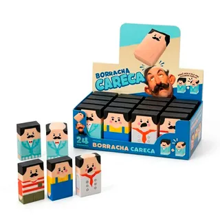 Kit 24 Unidades Borracha Escolar Divertida Fica Careca