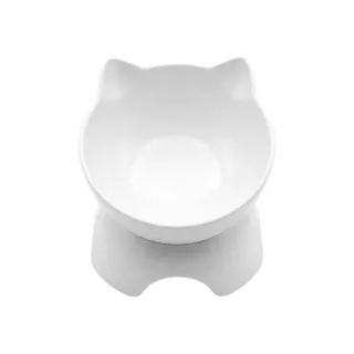 Comedouro Tigela Acrílico Pets Elevada com Orelhas Água Ração Branca