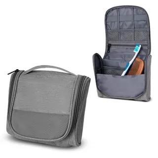 Necessaire 1,7L Zíper Compartimentos Cinza Dia a Dia Compacta