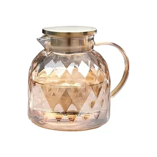 Jarra de Vidro 1,5L com Tampa de Madeira Luxo Fogão Indução