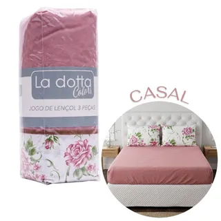 Jogo de Lençol 3 Peças Casal 100% Algodão Alta Qualidade Tulipa - La Dotta