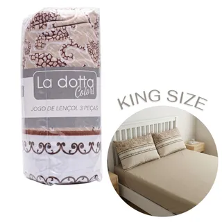 Jogo de Lençol 3 Peças King Size 100% Algodão Alta Qualidade Mel - La Dotta