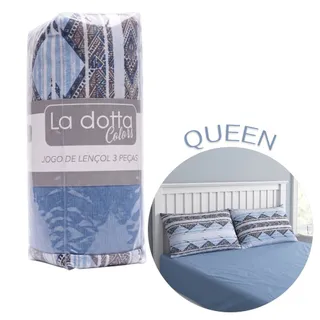 Jogo de Lençol 3 Peças Queen 100% Algodão Alta Qualidade Étnico - La Dotta