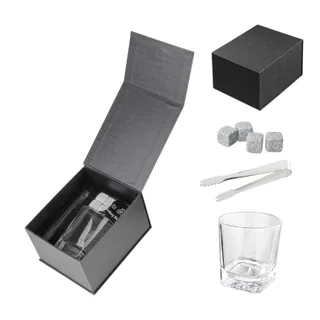 Kit Whisky Premium Copo Pedras de Granito e Pinça