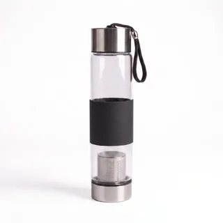 Garrafa de Vidro com Infusor de Chá 450ml Preta