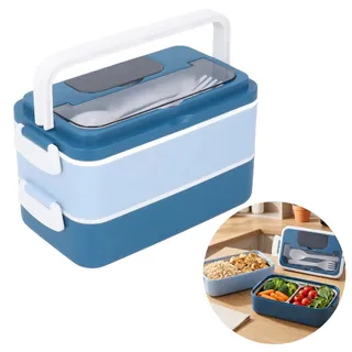 Marmita Térmica 2 Compartimentos Inox c/ Talheres Vita Box Duo