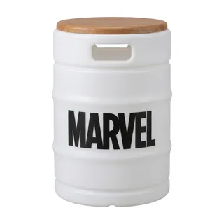 Banco Barril Marvel Branco Tampo de Madeira