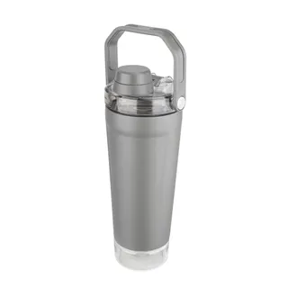 Garrafa Térmica Inox 700ml Parede Dupla Reservatório p/ Suplemento Cinza