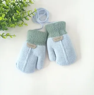 Luvas Inverno Infantis Lã Tricotada Quente Azul Céu 1-3 Anos (Venda Exclusiva)