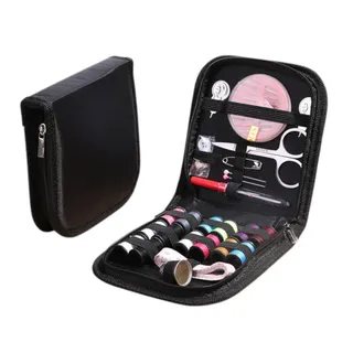 Kit de Costura Portátil 67 Peças Caixa de Linhas de Costura Caseira Preta