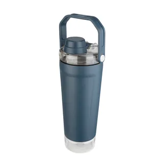 Garrafa Térmica Inox 700ml Parede Dupla Reservatório p/ Suplemento Azul