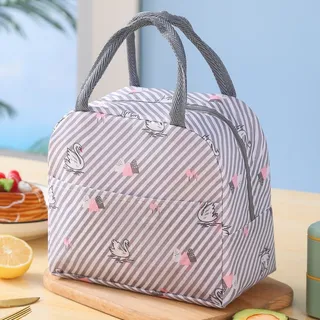 Bolsa Térmica para Almoço para Escola/Trabalho - Tecido Oxford Durável - Cisne Cinza