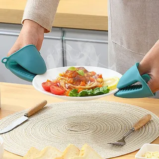 Luvas Isoladas para Forno de Micro-Ondas Resistentes Azul Claro (Única)