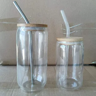 Copo Vidro Transparente Canudo Aço Inox 500ml (Venda Exclusiva)