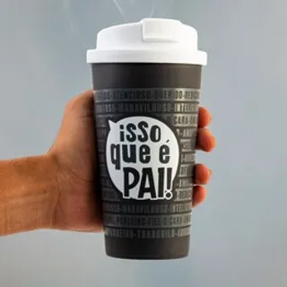 Copo Viagem com Tampa 500ml Marrom - Isso que é Pai!