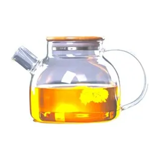 Jarra Vidro Borossilicato Grande Transparente Tampa Bambu 1L