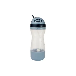 Garrafa Travel com Porta-Lanchinho e Canudo Retrátil Silicone 380ml Anti-Vazamento - Azul