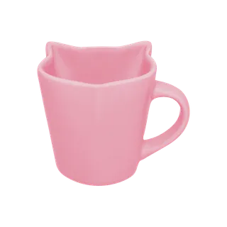 Caneca de Porcelana em Forma de Gato Pink